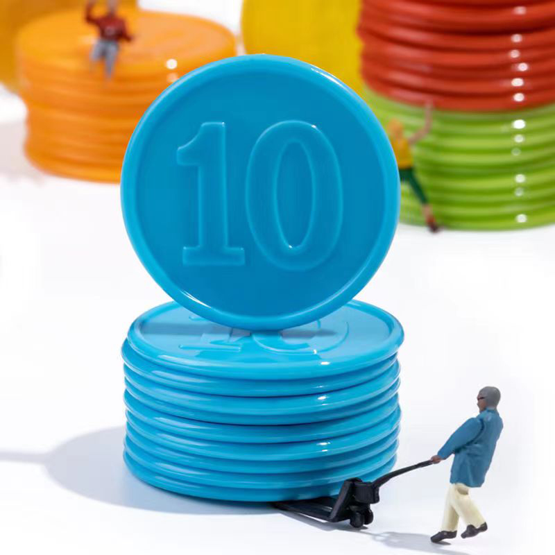 Math Manipulative Set - 40 個のポーカーチップ数字付きカウントマーカー 38 ミリメートル数学学習教育玩具子供大人のためのボードゲームアクセサリー