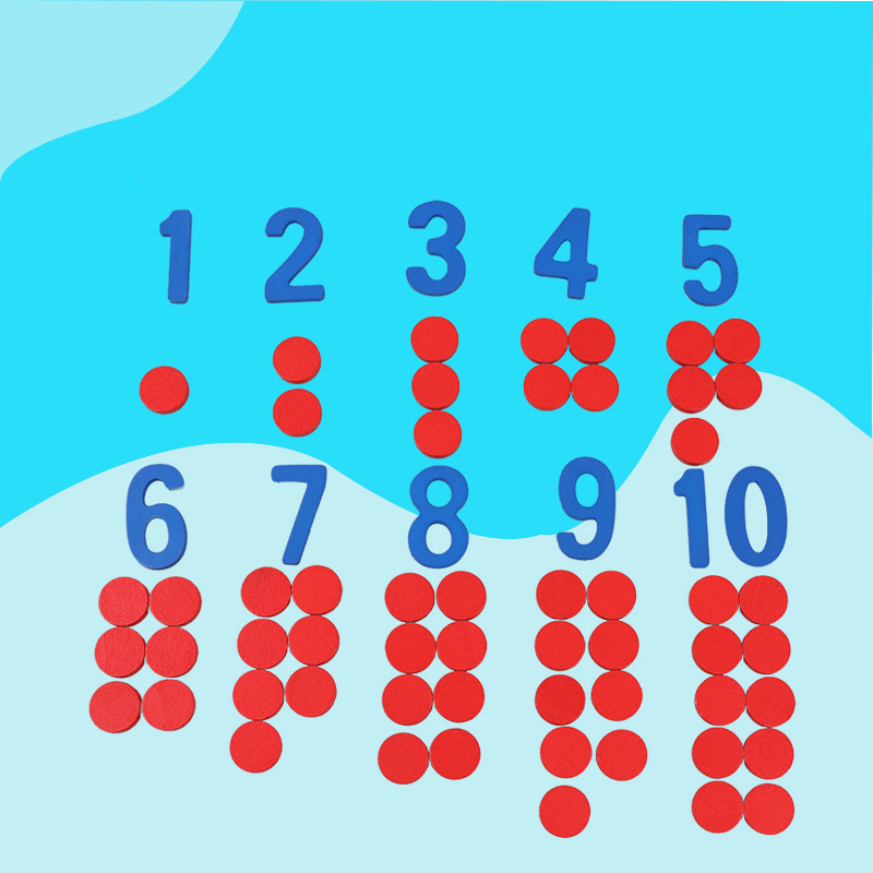 Math Manipulative Set - 子供木製モンテッソーリ認知カード数カウント数学ゲーム知育玩具子供のための幼児就学前トレーニング