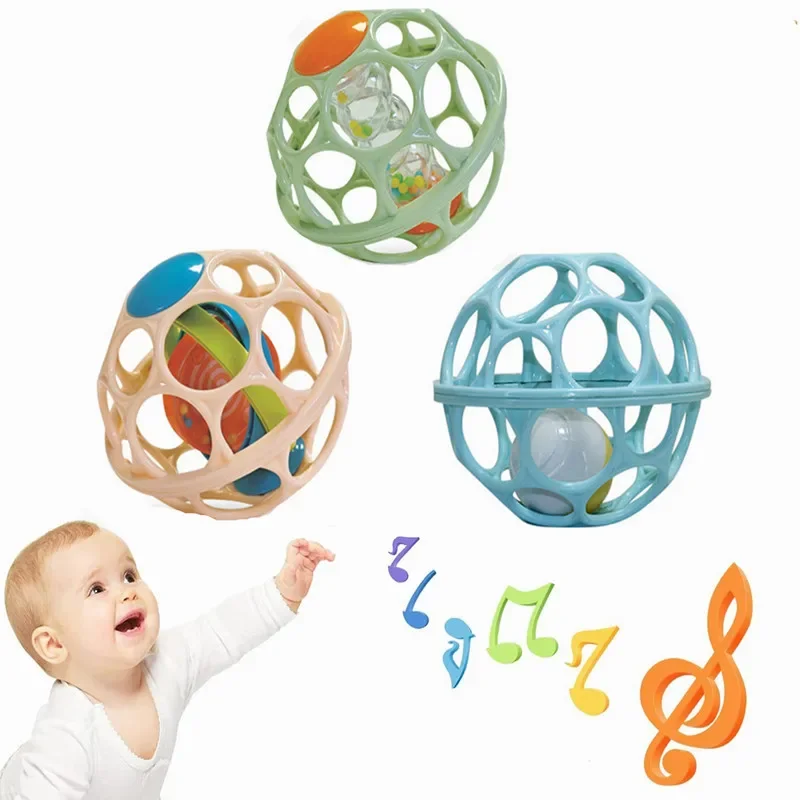 Kids Education Bell - ベビーハンドラトルソフトボールおもちゃ新生児用グリップ歯固めハンドベル感覚玩具子供向け知育玩具0〜12ヶ月の赤ちゃん向け