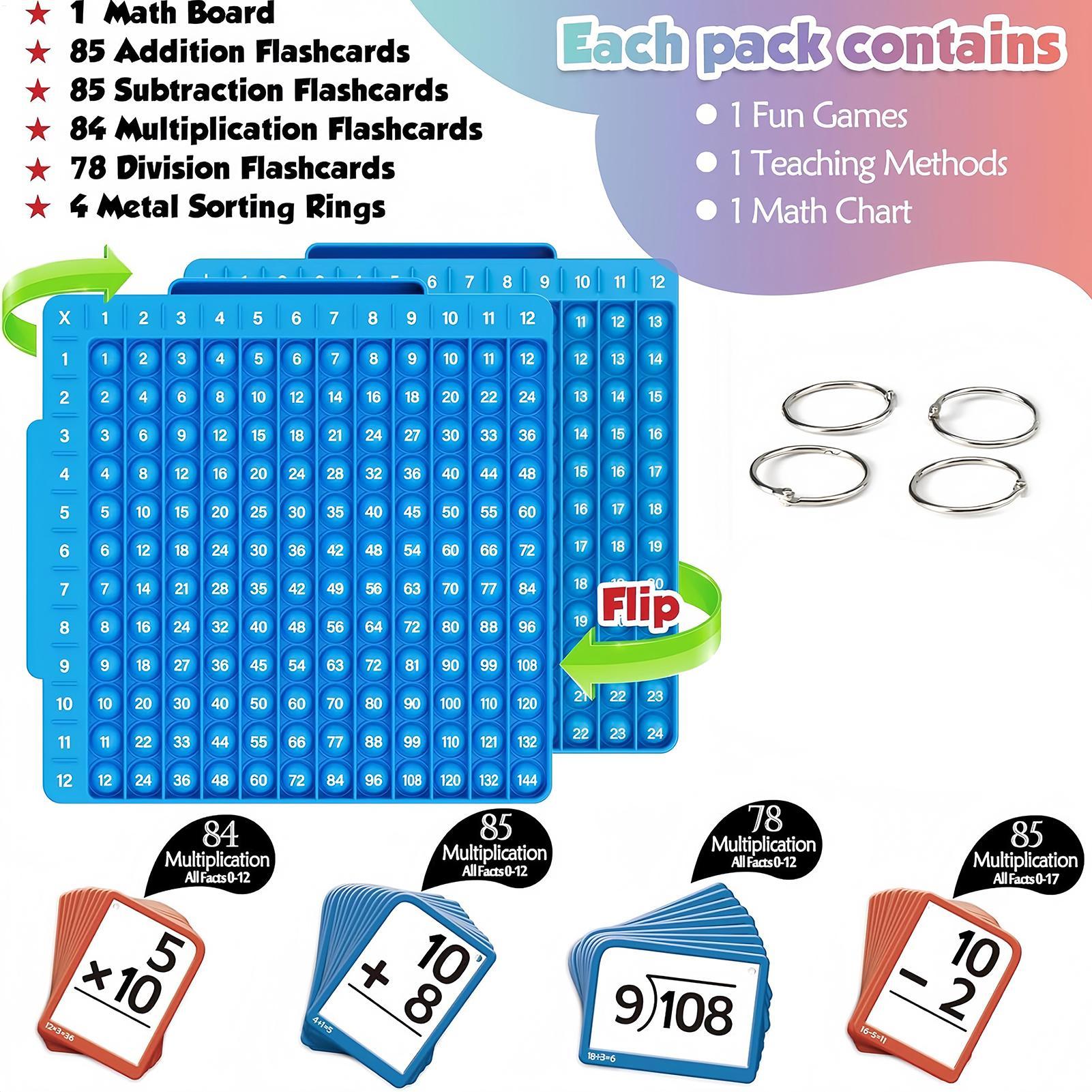 Math Manipulative Set - 数学フィジェットおもちゃ 幼児教育玩具 多目的ストレス解消ポップ数学フラッシュカードセット 学生文房具