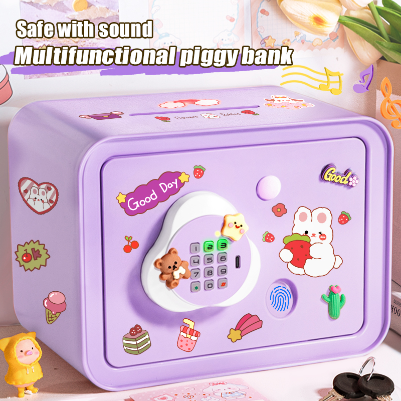 Kids Education Money - 子供のためのミニ貯金箱,貯金箱,パスワード,ロック解除,音楽付き貯金箱,鍵,3年間のおもちゃのギフト