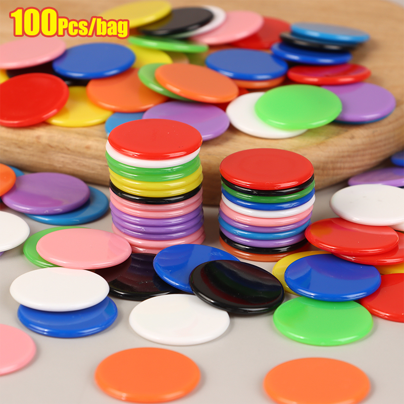 Math Manipulative Set - 100 個のカウンティングチップセット 25 ミリメートルカウンティングディスク数学操作学習教育数学おもちゃプラスチックポーカーチップビンゴチップマーカー