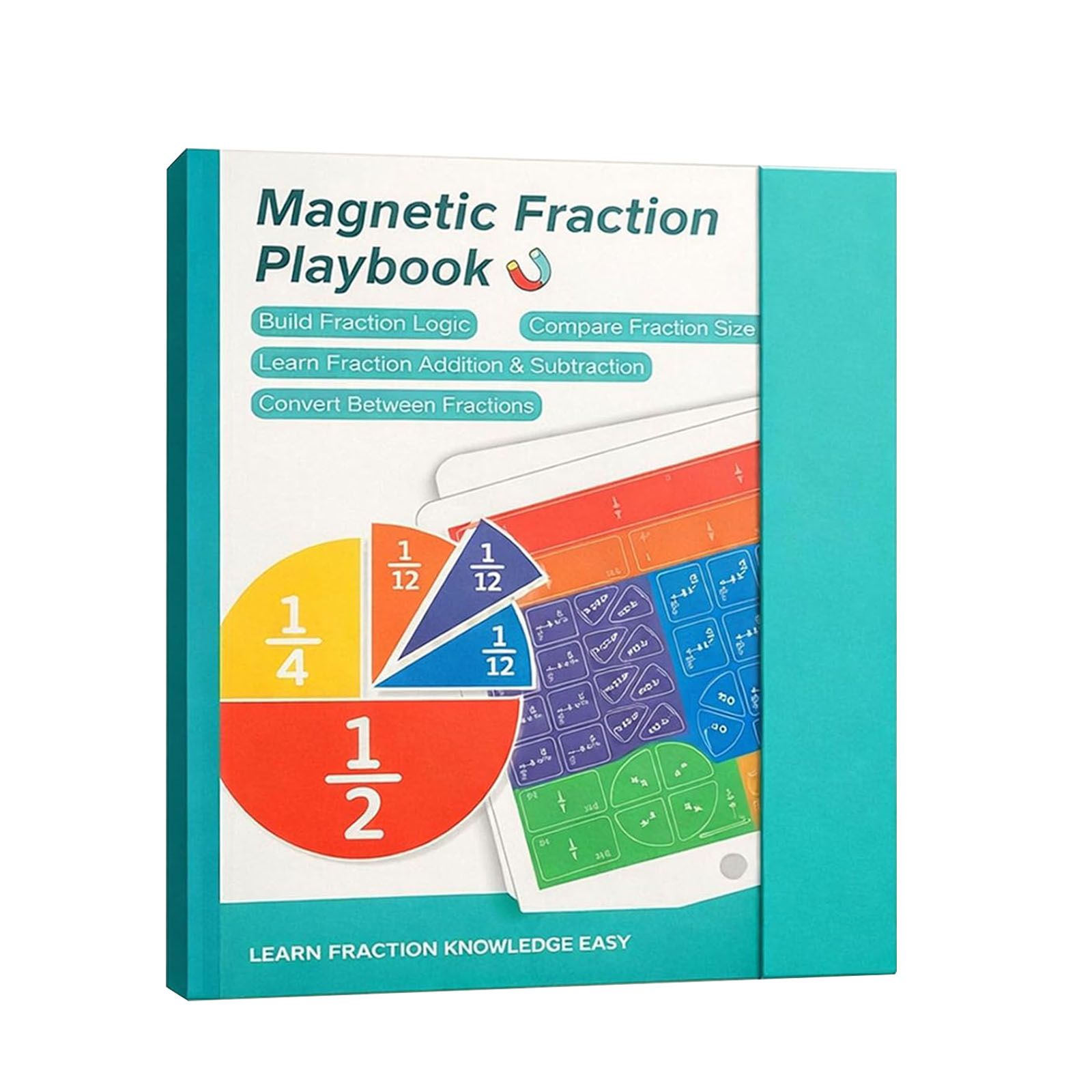 Math Manipulative Set - 再利用可能な磁気分数学習帳 実践的な分数ボード 分数教材 操作可能な数学学習パズルブロックセット