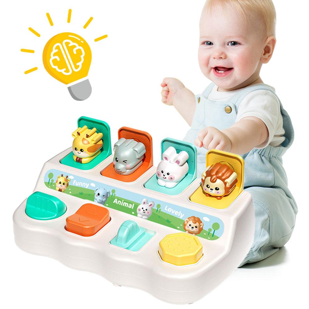 Kids Educational Box - インタラクティブなポップアップ動物おもちゃ 子供用かくれんぼスイッチボックス 6～12ヶ月 因果関係おもちゃ モンテッソーリ発達感覚玩具
