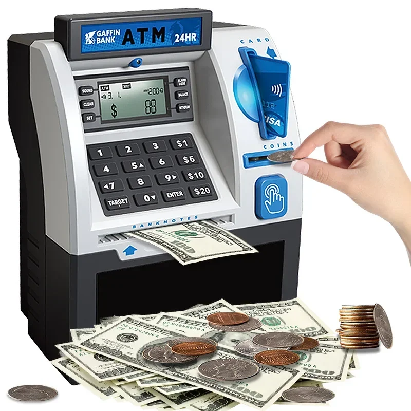 Kids Education Money - 子供 ATM 自動預金窓口機おもちゃスマートパスワードスワイプカード貯蓄ボックス子供電子貯金箱クリスマスギフト