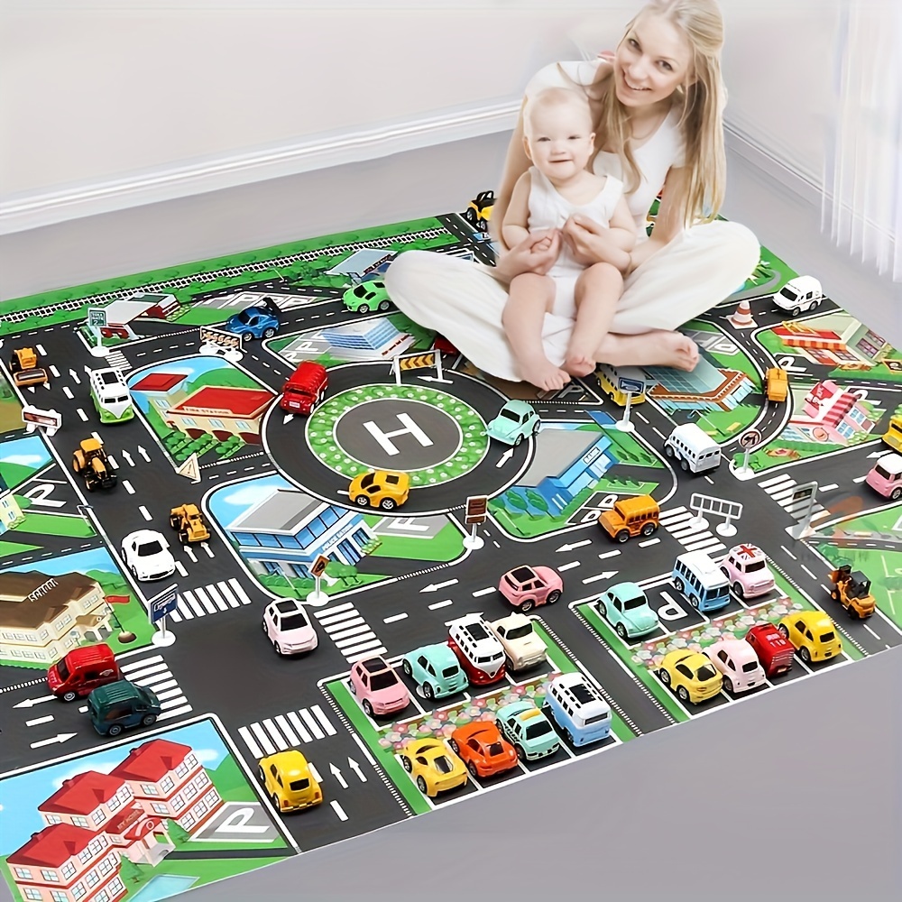 Kids Education Tools - 子供のための都市のトラフィックプレイマット、大きなゲームパッド、防水、インタラクティブなロードマップ、おもちゃの車と遊ぶ、教育ツール、1個