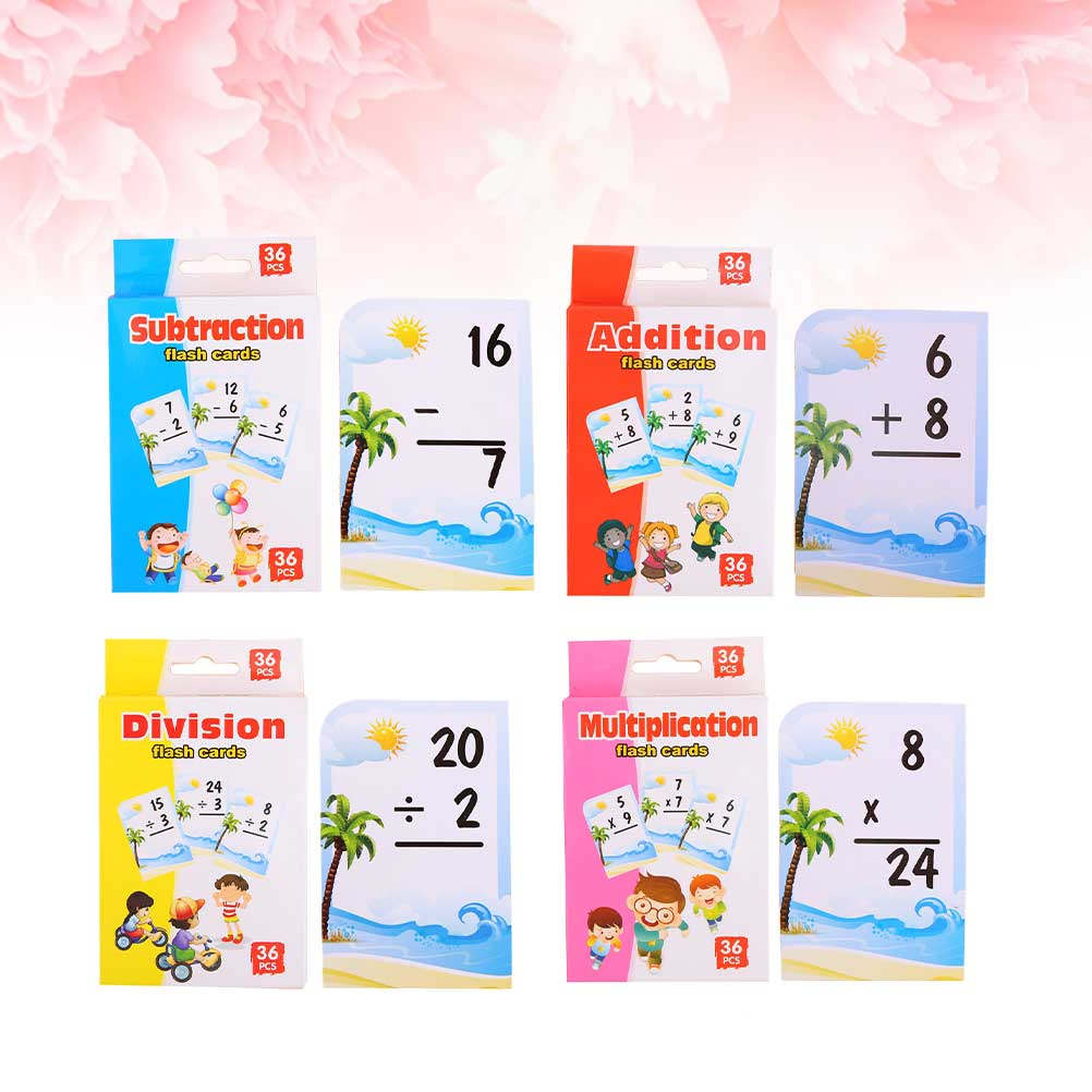 Kids Education Tools - 4箱入り子供用数学学習カード 幼児教育 幼稚園ゲーム キッズツール