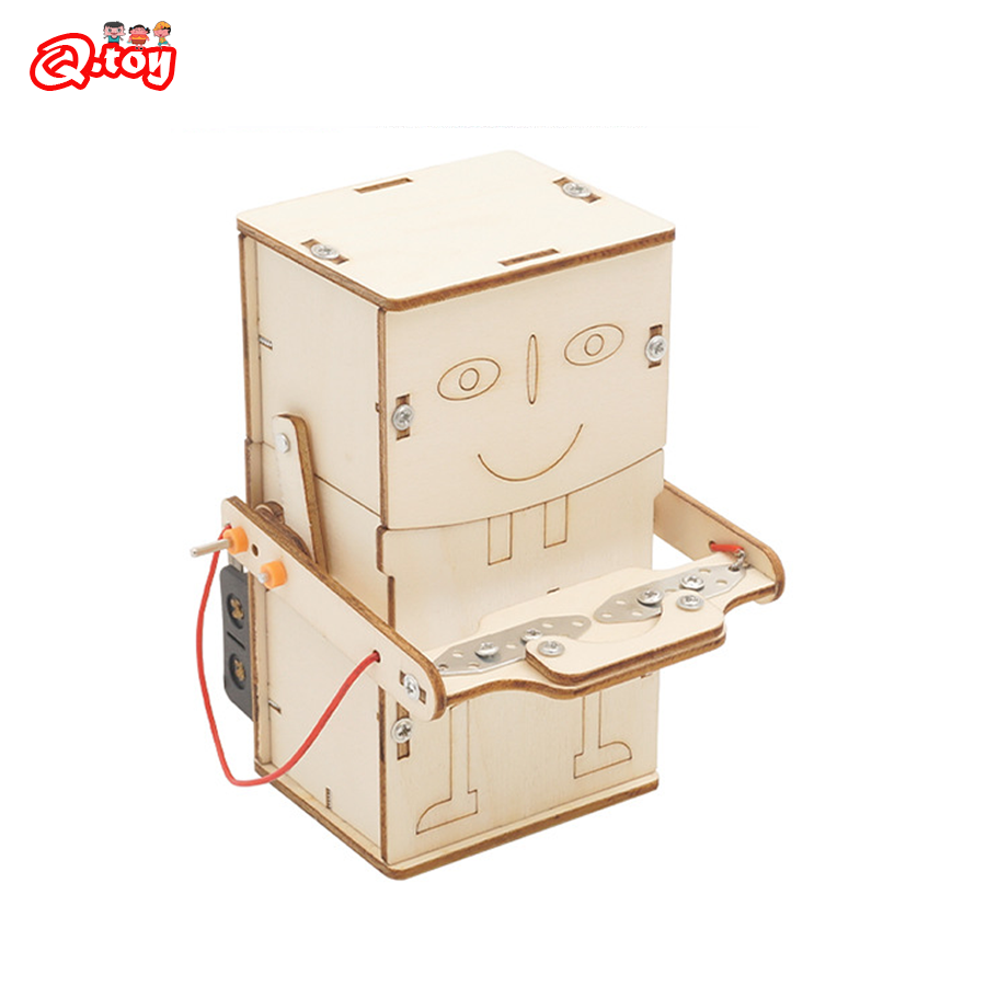 Kids Education Money - 木製電動食べるコインロボット DIY モデル & 建築科学教育モデルおもちゃ実験ツール子供のための学習