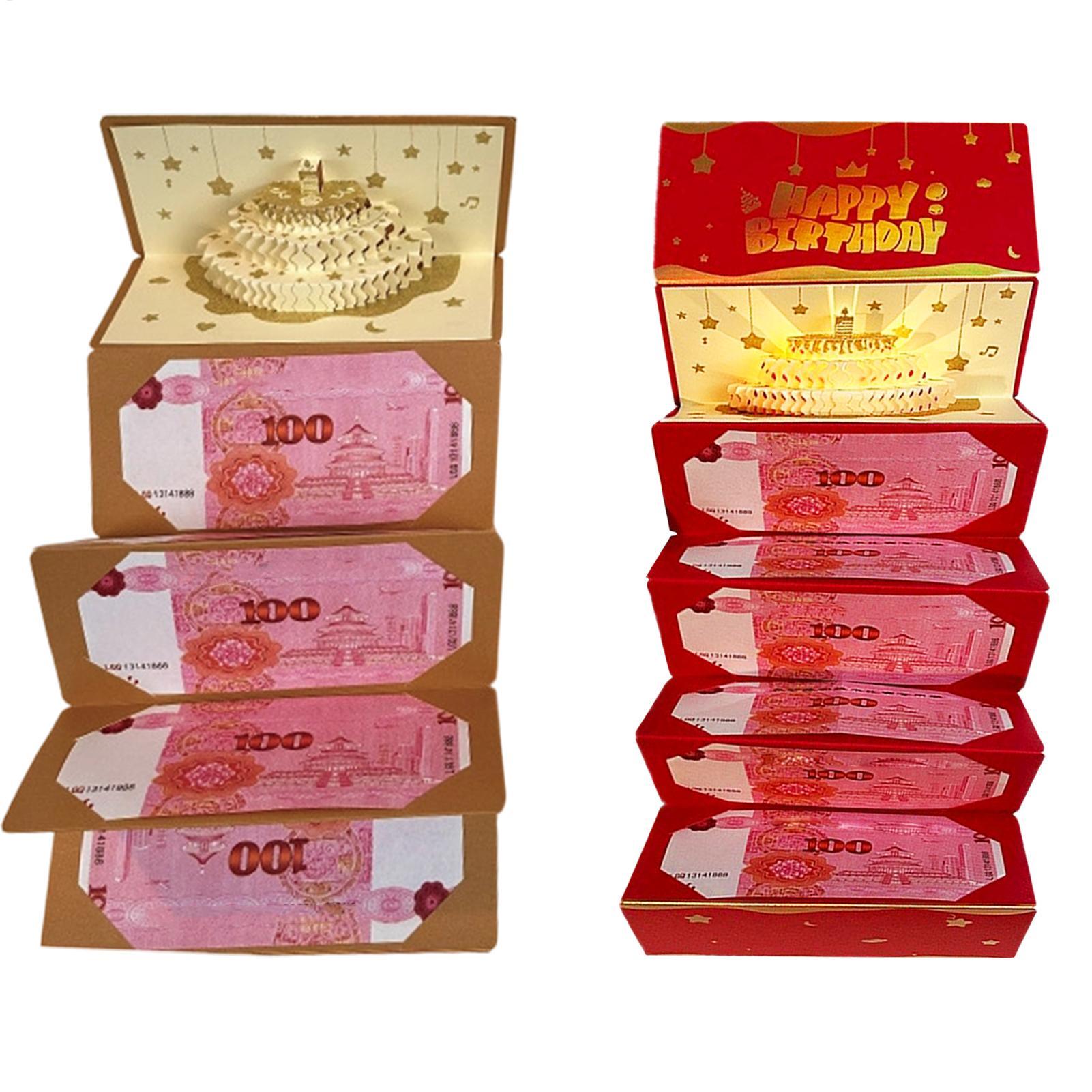 Kids Education Money - 3Dケーキ型誕生日お金封筒6スロットライトミュージックカードキャッシュホルダー面白いギフトボックス男性女性子供向けパーティー記念品