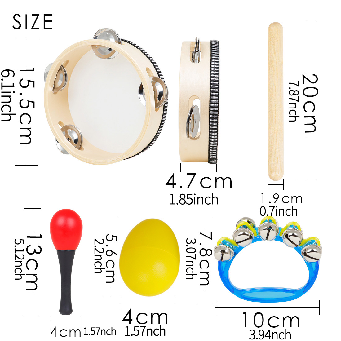 5 個子供用オルフパーカッションセットタンバリンマラカスエッ - Kids Education Bell のレビューと価格