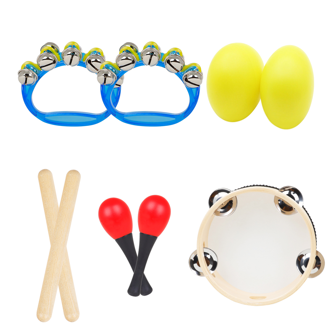 5 個子供用オルフパーカッションセットタンバリンマラカスエッ - Kids Education Bell のレビューと価格