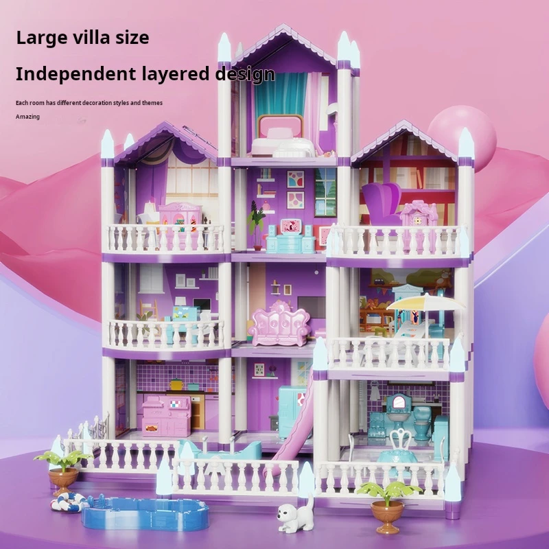 DIYドールハウス 女の子用 城型組み立て教育玩具 光るヴィ - Kids Education Images のレビューと価格