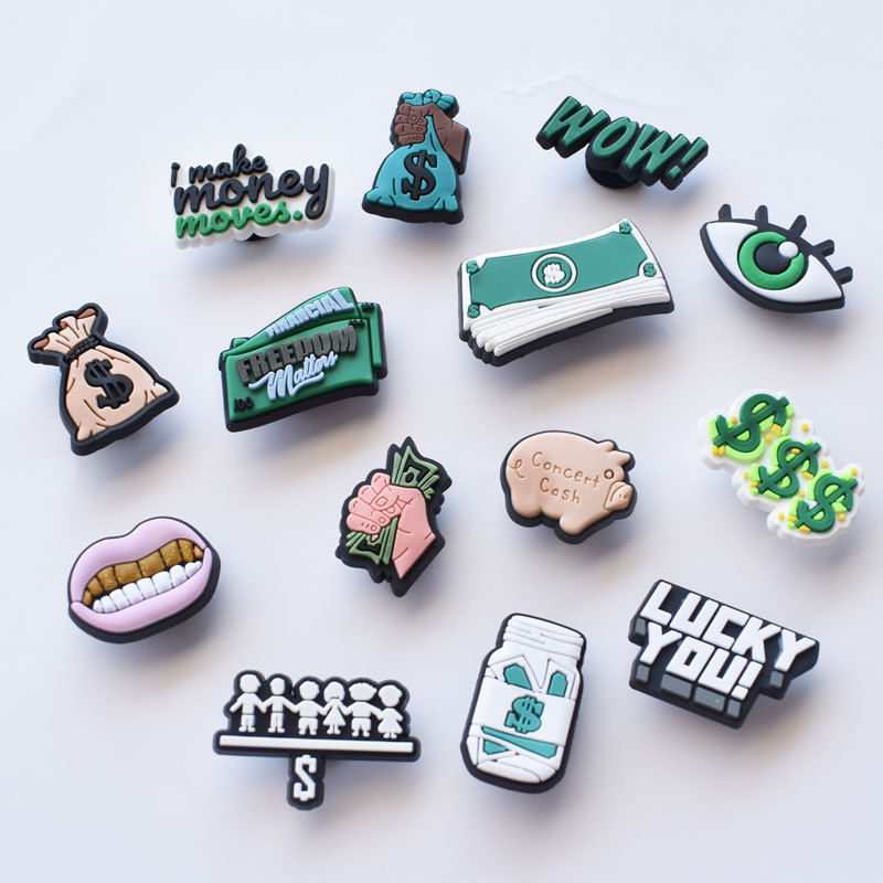 マネーシューズチャームクロックスアクセサリー DIY バッジ - Kids Education Money のレビューと価格