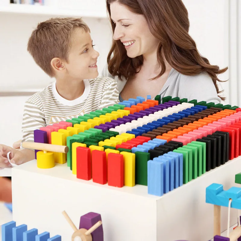 モンテッソーリ-子供向けの木製レインボードミノおもちゃ,オル - Kids Educational Box のレビューと価格