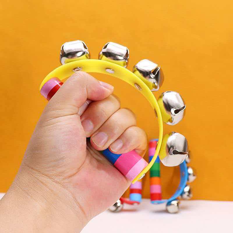 レインボーハンドジングルベル木製ハンドル打楽器ミュージカルシ - Kids Education Bell のレビューと価格