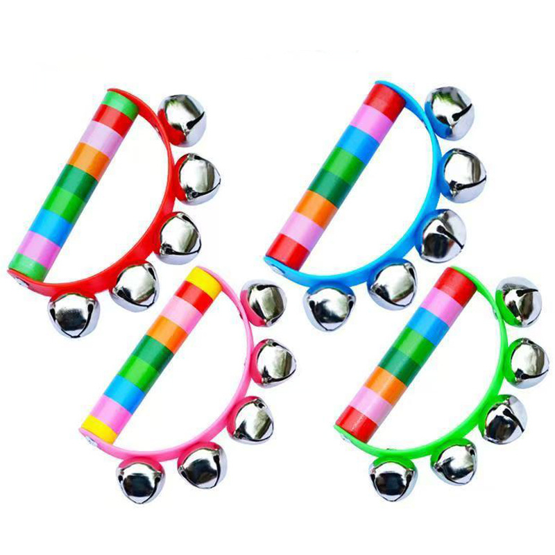 レインボーハンドジングルベル木製ハンドル打楽器ミュージカルシ - Kids Education Bell のレビューと価格