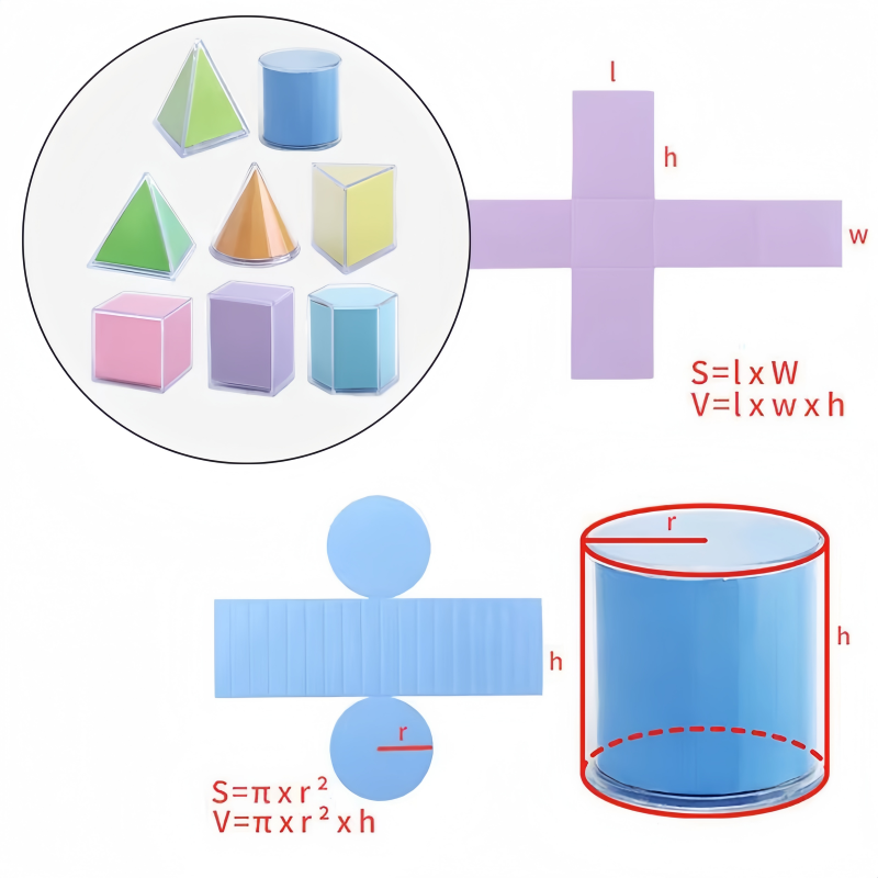 8 個モンテッソーリ数学透明 3D 幾何学ビルディングブロッ - Math Manipulative Set のレビューと価格