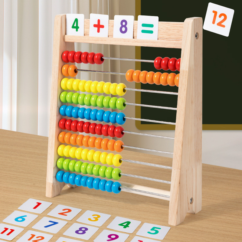 木製カウントビーズ モンテッソーリ レインボー計算 たし算引 - Abacus Counting Bead のレビューと価格