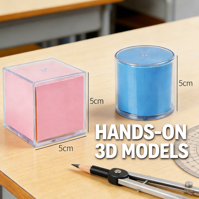 透明な3D幾何学立体図形8個 – 5cmの形状、ネットカード - Math Manipulative Set のレビューと価格
