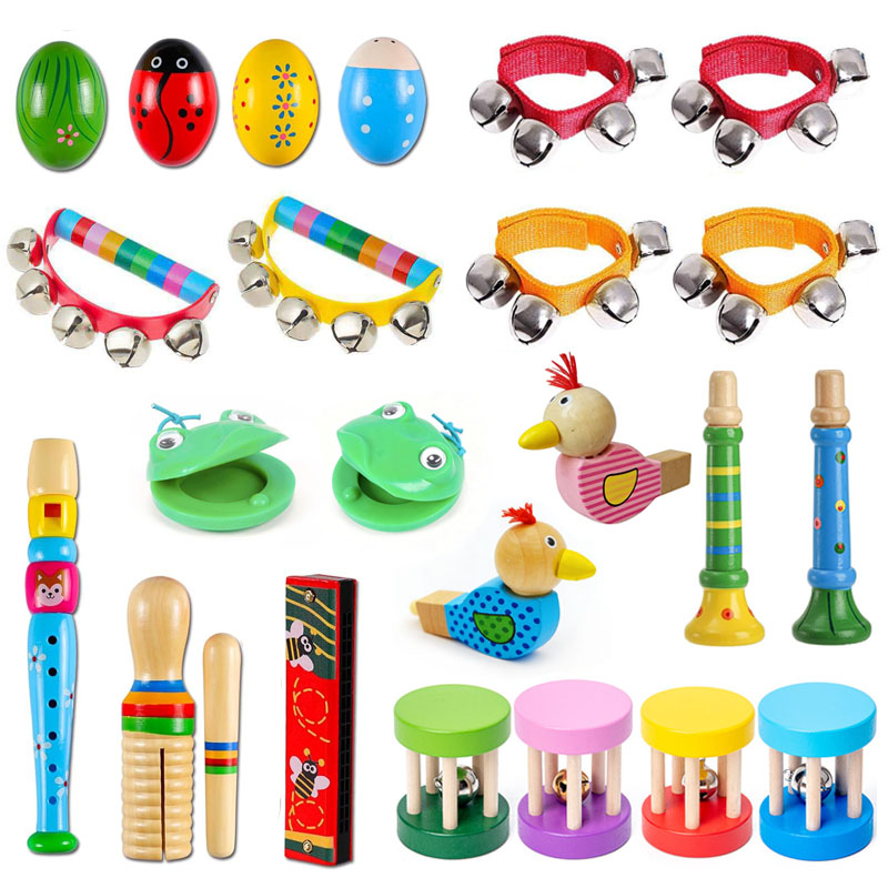 子供用木製楽器 リズムマラカス カスタネット フルート ジン - Kids Education Bell のレビューと価格