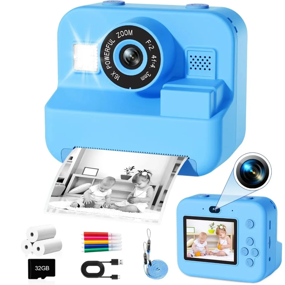 子供用ポータブル写真カメラ,32gカード,インスタント印刷, - Kids Education Images のレビューと価格