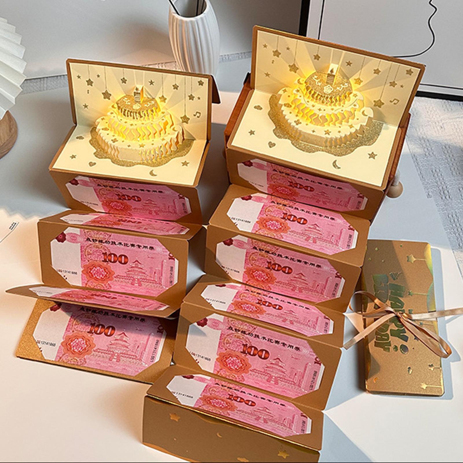 3Dケーキ型誕生日お金封筒6スロットライトミュージックカード - Kids Education Money のレビューと価格