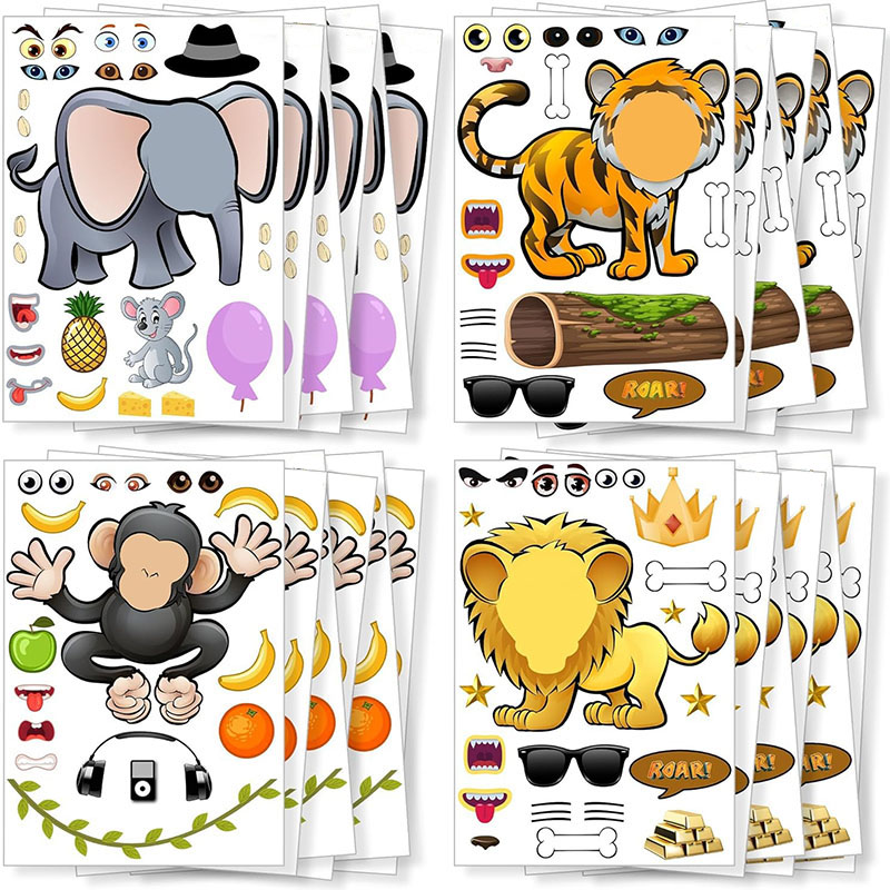 漫画サファリ動物ステッカー子供のための DIY メイクアフェ - Kids Education Money のレビューと価格
