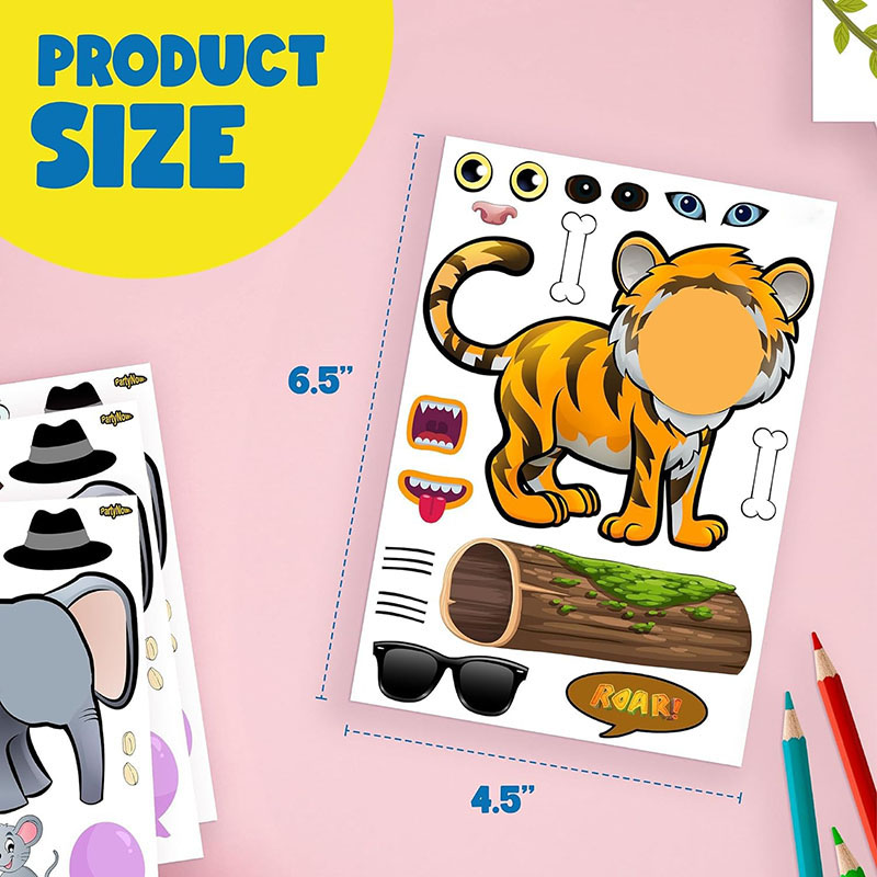 漫画サファリ動物ステッカー子供のための DIY メイクアフェ - Kids Education Money のレビューと価格