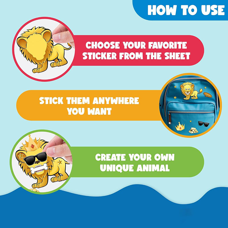 漫画サファリ動物ステッカー子供のための DIY メイクアフェ - Kids Education Money のレビューと価格