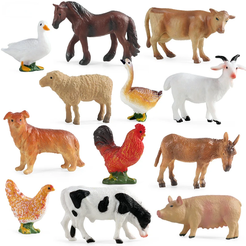 教育教材家禽動物ミニモデル牛鶏アヒルガチョウ豚ヤギシミュレー - Kids Education Tools のレビューと価格