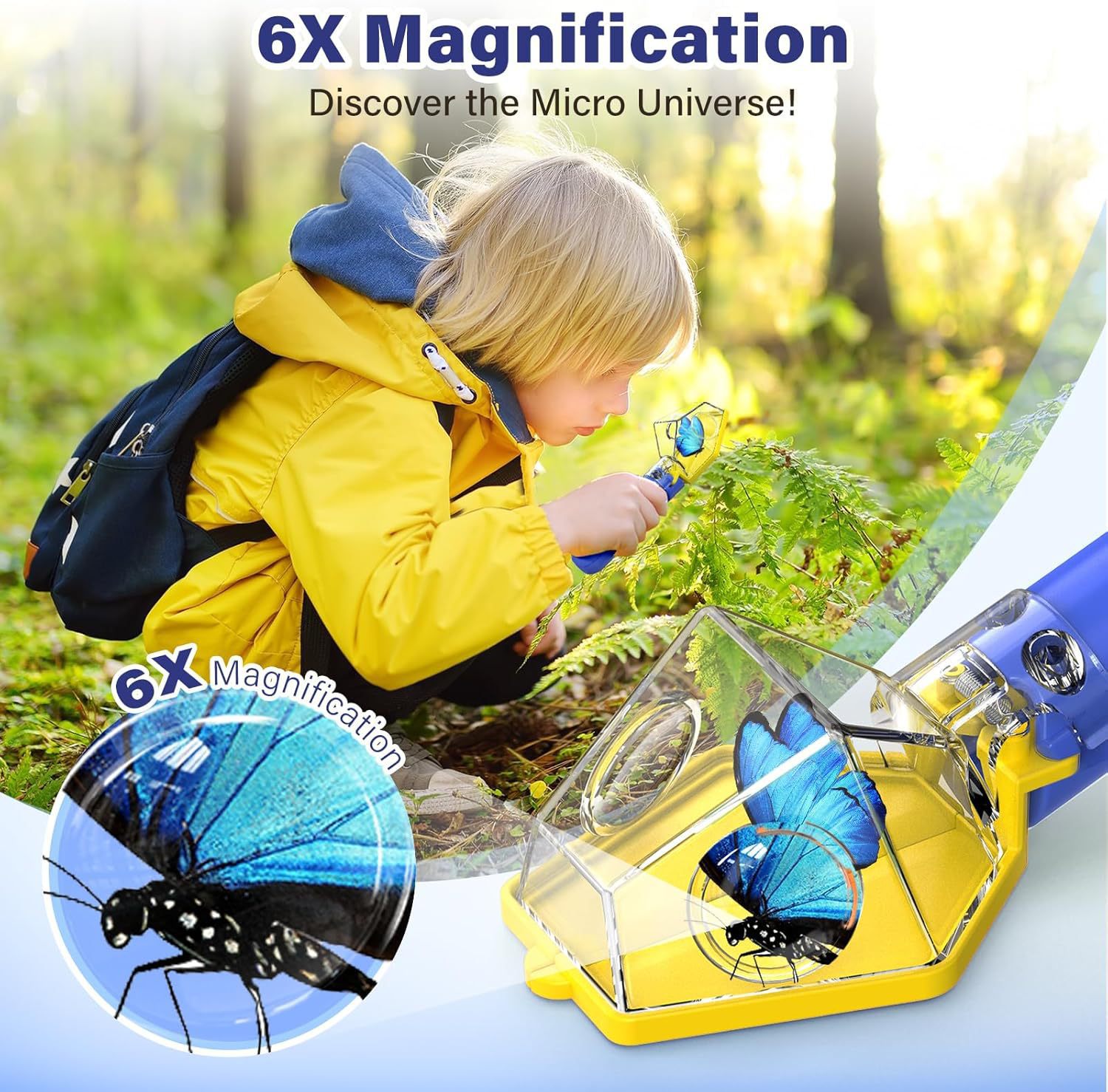 6倍拡大鏡付き子供用虫取り器、クリアビュー昆虫観察ボックス、 - Kids Educational Box のレビューと価格